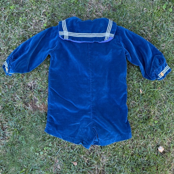 Vintage Good Lad  velvet sailor romper with satin bow - size 18 months - Picture 2 of 3